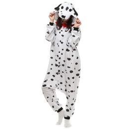 Dalmatische Hond Dames en Heren Dier Kigurumi Polar Fleece Kostuum voor Halloween Carnaval Nieuwjaar Party welkom Drop 254E