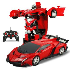 Schade terugbetaling 2in1 RC auto sportwagen transformatie robots modellen externe controle vervorming RC Fighting Toy Children's Gift 2712