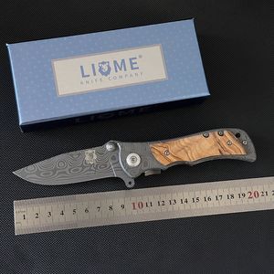 Damasco Liome 339 cuchillo plegable táctico para acampar al aire libre cuchillos de caza bolsillo de defensa herramienta EDC portátil