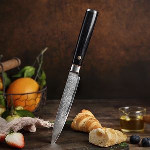 Damas acier Pariing Knife Kitchen Couteaux Utilitaire Handle de bois Peeling Fruit Chef Couteau de cuisson Outil