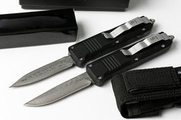 Damascus Steel Blade Mini C07 OTF AUTO Mes, Zink aluminium handvat, Outdoor Tactical Combat Zelfverdediging Messen EDC Pocket Tool BM 3300 3400 4600 A017