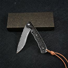 Damascuss flipper vouwmes vg10 damascus stalen druppelpunt mes ebony hendel kogellager edc pocket messen