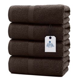 DAN RIVER Lot de 4 serviettes de bain 100 % coton, douces, lavables en machine, durables et très absorbantes, adaptées pour un usage quotidien à la maison, à la piscine, à la salle de sport, à la salle de bain.