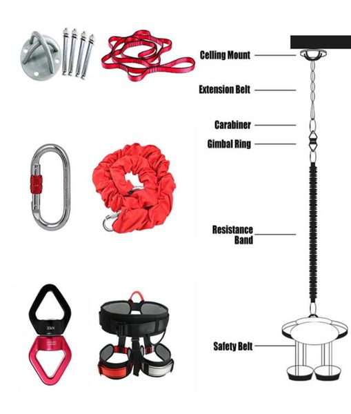 Dance Flying Bungee Suspension Corde Aérien antigravité Antigravité du cordon de yoga Résistance Set Workout Fitness Fitness Home Gym Equipment C02233544876