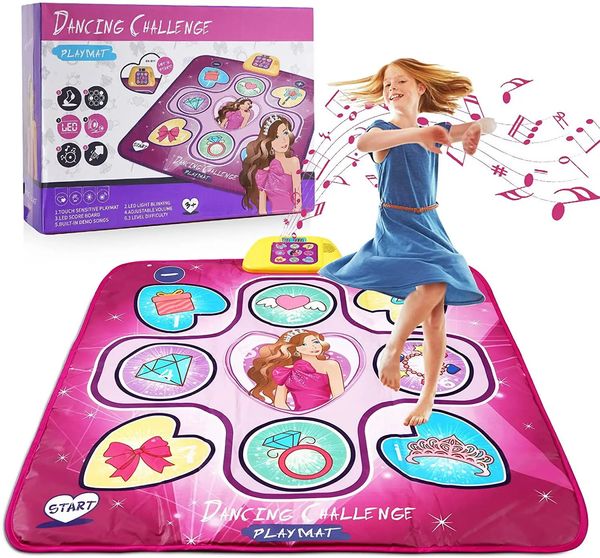 Tapis de danse Tapis de jeu de danse de musique électronique avec lumière et flèches Tapis de danse dinosaure Jouets de jeu de sport pour enfants pour garçons et filles 240226