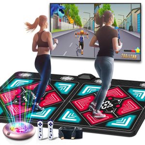 Jeu de tapis de danse pour TV/PC Jeu de détection de mouvement Sport familial avec contrôleur de poignée sans fil pour enfants adultes Tapis de yoga antidérapant 240226