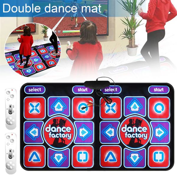 Tapetes de baile Tapete para baile doble Juego de música con cable de usuario antideslizante con 2 controles remotos multifunción para PC TV 231124