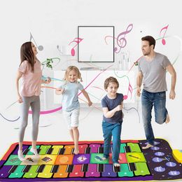 Alfombrillas de baile educativas de doble fila con teclas de Piano, 8 instrumentos, alfombra de juego para niños y bebés, alfombrilla interactiva de coordinación de manos y pies