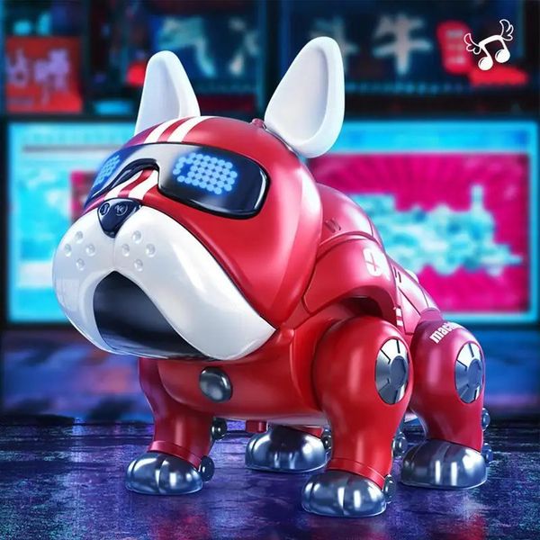 Dance Music Bulldog Robot Intelligent Interactive Dog With Light Toys for Children Kids Early Education Baby Toy Boys Gary Girl 240407
