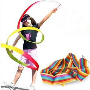 Danslint 5 Stuks 4M Kleurrijke Gymnastyc Danslinten Op Stok Regenboog Streamers Party Games Voor Kinderen Speelgoedsporten 231207