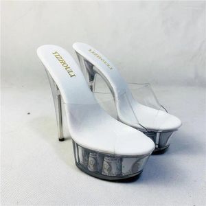 Chaussures de danse à talons hauts de 15 Cm, vente en gros, transparentes, Sexy, pour femmes, imperméables, talons de boîte de nuit, attrayants, vente en gros