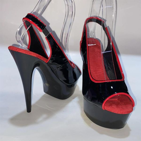 Chaussures de danse 15cm Talons sexy Modèle Party Open-Toe plate-forme à jambes nus à lacets Stiletto de 6 pouces