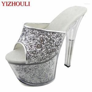 Chaussures de danse 17 cm Sandales à talons de haut à paillette 7in Soles en cristal sexy 34-64