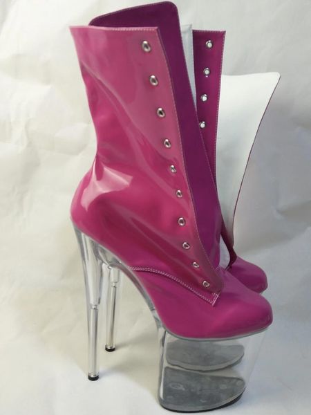 Zapatos de baile de 20cm de botines elegantes y elegantes con suela transparente y tacón alto para mujer de 8 pulgadas