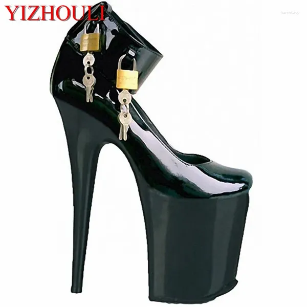 Chaussures de danse 20 cm combinaison unique sexy à talons hauts d'une seule chaussure de chaussure noire magique et talons hauts