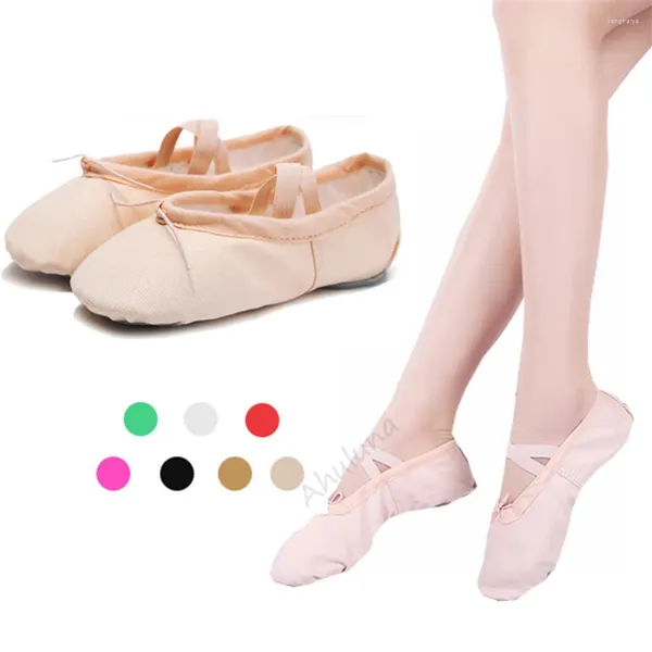 Zapatos de baile 7 colores mujeres niñas Ballet tela de estiramiento pisos lona rojo verde blanco desnudo baile Yoga zapatillas FR22-44 DS043