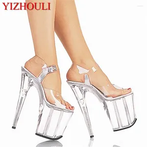 Chaussures de danse en cristal entièrement Transparent de 8 pouces, chaussures de danse à talons hauts de 20 Cm/spectacle/étoile/modèle de scène de mariage