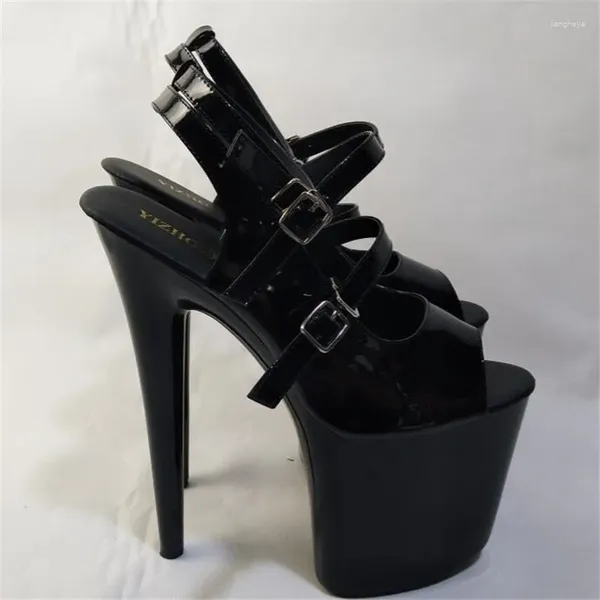 Zapatos de baile 8 pulgadas Club de striptease sexy con tacones altos sandalias de pintura negra 20 cm