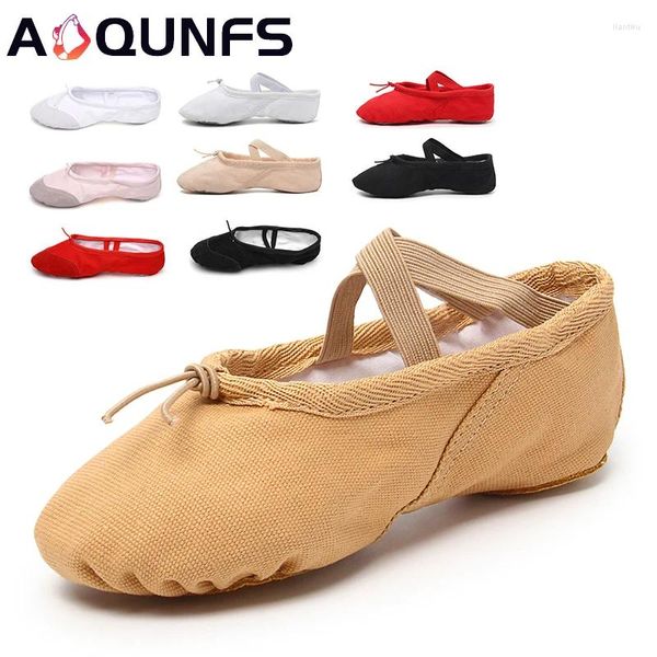 Chaussures de danse AoQunfs Girls Ballet Toile Soft Seme Soleurs Flat Children Kids Practice Ballerina Femmes