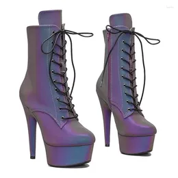 Chaussures de danse Auman Ale 15CM/6 pouces, tige holographique, Sexy, exotique, talon haut, plateforme, bottines de fête pour femmes, pôle 055