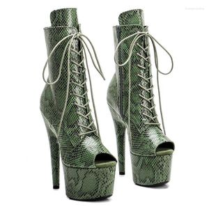 Chaussures de danse Auman Ale 17cm / 7inches Pu Upper Sexy Exotic High Heel plate-forme Femme Femmes Peep Toe Boots Pole 068