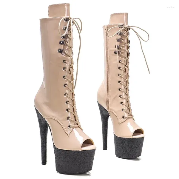 Chaussures de danse Auman Ale 17cm / 7inches Pu Upper Sexy Exotic High Heel plate-forme Party Femmes Peep Toe Boots de la cheville Pole 100