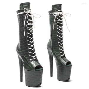 Chaussures de danse Auman Ale 20cm / 8inches Pu Upper Sexy Exotic High Heel plate-forme Femme Femmes Peep Toe Boots Pole 613