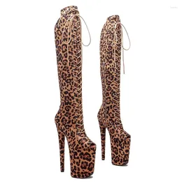 Chaussures de danse Auman Ale 23CM/9 pouces, tige léopard, Sexy, exotique, talon haut, plateforme, bottes de fête pour femmes, pôle 045
