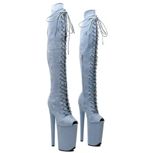 Zapatos de baile Auman Ale 23 CM/9 pulgadas gamuza superior Sexy exótico tacón alto plataforma fiesta mujeres botas Polo 166