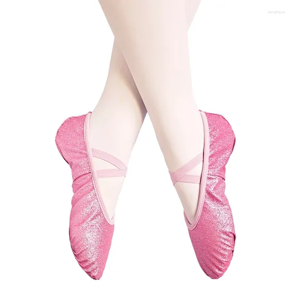 Zapatos de baile zapatillas de bailarina para niños y niñas brillo de color rosa rosa practicar alta calidad