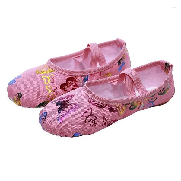 Zapatos de baile zapato de ballet inferior suave niños princesa princesa niña gimnasia gimnasia flor de mariposa encaje gratis