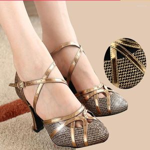 Dansschoenen Ballroom Latin Vrouw Scherm Goud Kleur Pailletten Zachte bodem voor meisjes Lage korting Fabrieksgroothandel HIEL 6 CM