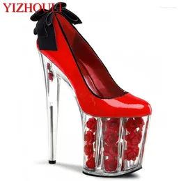Chaussures de danse noires avec nœud papillon sur le côté, rouges, pour mariage, vente directe d'usine, plate-forme Ultra-fine et étanche, 20cm