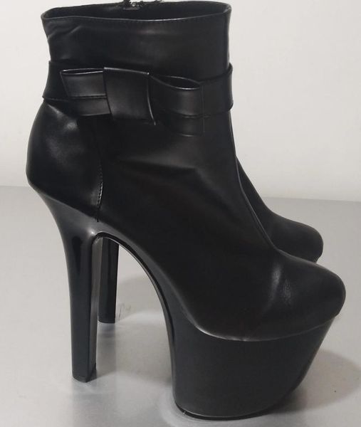 Chaussures de danse avec nœud décoratif, modèle de piste, bottes à talons hauts de 15 Cm, plateforme, cheville Sexy pour femmes