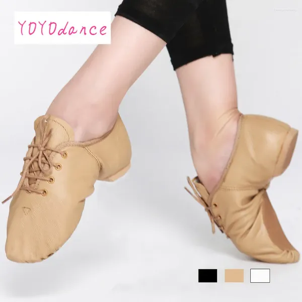 Dance Shoes Children Lace Up Geniune Pig Leather Jazz para niños Calidad Oxford Child Dancing