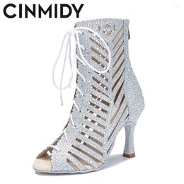 Chaussures de danse Cinmidy Ballroom Performance Professional Latin for Women Sexy Pole Boots Soft Sole Party High