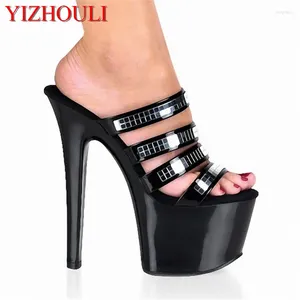 Chaussures de danse Color Bright accordément 17 cm de haut avec un bottoir épais Ming Sexy Star Model Po Crystal