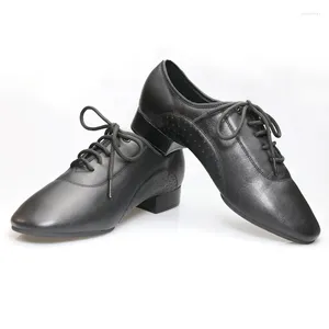 Dansschoenen Rundleer Heren Modern Ballroom Tweepuntsbodem Latin National Standard