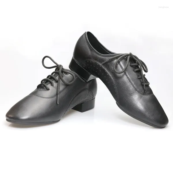 Chaussures de danse en cuir de vache pour hommes, salle de bal moderne, bas à deux points, norme nationale latine