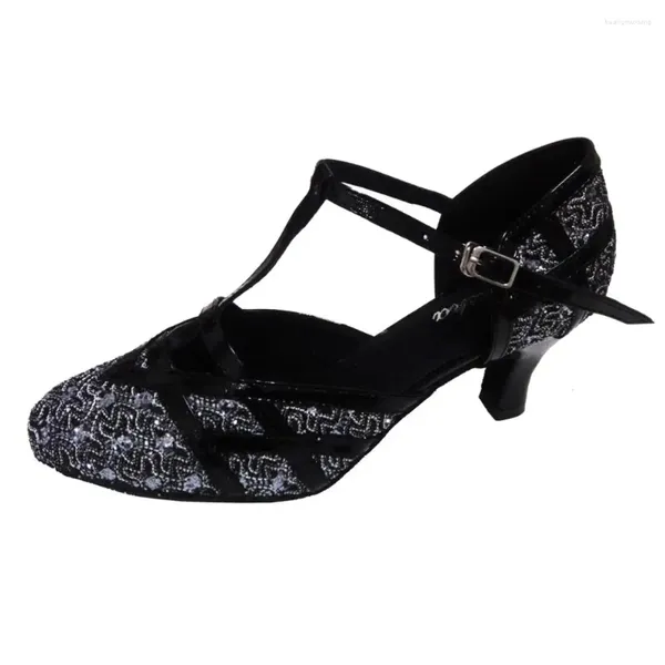 Chaussures de danse personnalisables pour femmes fermées à bout fermé noir noire de salon social intérieur salsa chaussure de sandale professionnelle