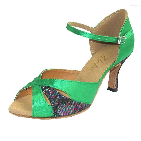 Chaussures de danse talon personnalisés filles filles vert couleur salsa latin ouverte ouverte de bal de bal sandale de chaussures sociales professionnelles