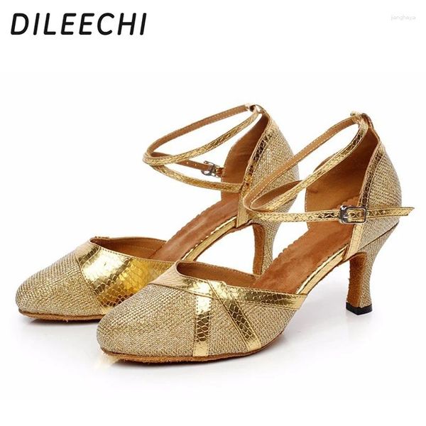 Chaussures de danse dileechi or latin femelle adulte d'été argent à talons hauts