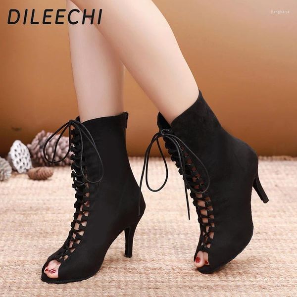 Chaussures de danse Dileechi Latin Boots intérieur sport en daim en daim