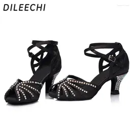 Zapatos de baile dileechi satin diamond latino femenino adulto baile de baile de baile de mujeres