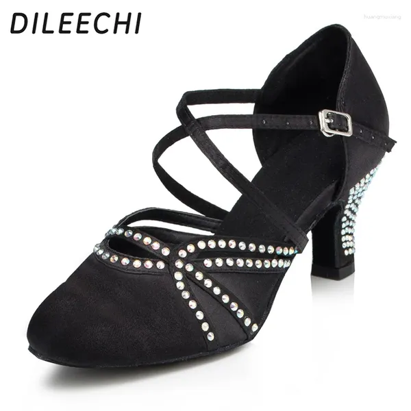 Zapatos de baile DILEECHI The Diamond Mujer Latina/Moderna Suela exterior suave Mujer Invierno y otoño Bolsa Pies Baile de salón