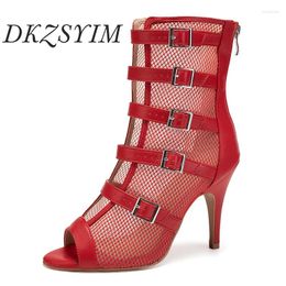 Chaussures de danse dkzsyim femmes talons hauts talons sexy bottes de fête latine rouge / beige salsa danse gilrs 2024