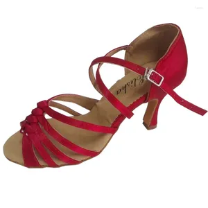 Chaussures de danse Elisha personnalisable talon Lady ouverte ouverte salon salsa latin fête sandale chaussure de femme rouge foncé
