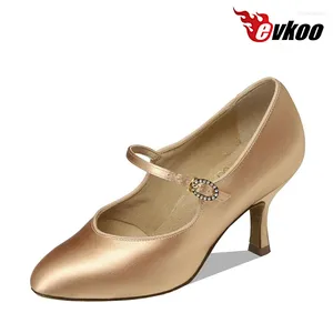 Chaussures de danse evkoodance 2024 moderne pour dames kaki et blanc 7,3 cm élégance latin bllroom evkoo-009