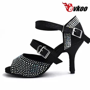 Chaussures de danse Evkoodance Black Flesh with Rhinostone Taille US 4-12 High Talon 8,5 cm Salsa professionnelle Wowen Evkoo-457