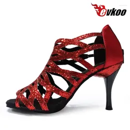 Chaussures de danse Evkoodance Design Professional Leather Sole Salsa Ballroom 8,5 cm talon latin danse pour les femmes 5 couleurs EVKOO-381